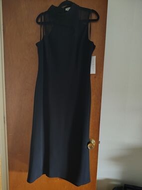 NWT London Style Collection Size 18 Black Sleeveless Maxi Dress with Sheer Yoke